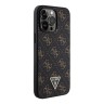 Guess для iPhone 15 Pro Max чехол PU 4G Gold pattern Triangle metal logo Hard Black