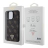 Guess для iPhone 15 Pro Max чехол PU 4G Gold pattern Triangle metal logo Hard Black