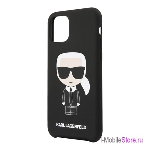 Чехол Karl Lagerfeld Liquid silicone Iconic Karl для iPhone 11, черный