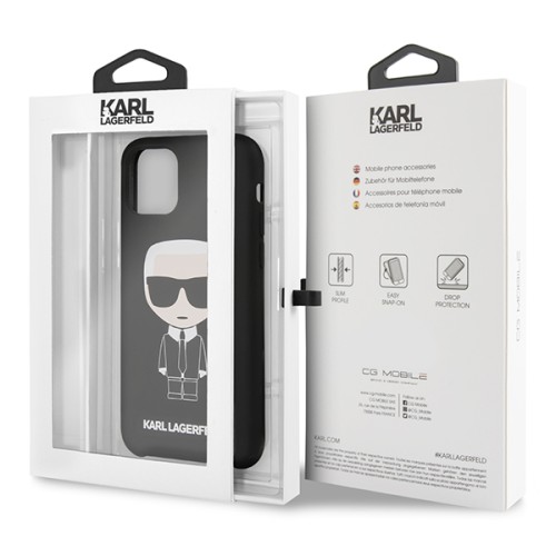 Чехол Karl Lagerfeld Liquid silicone Iconic Karl для iPhone 11, черный