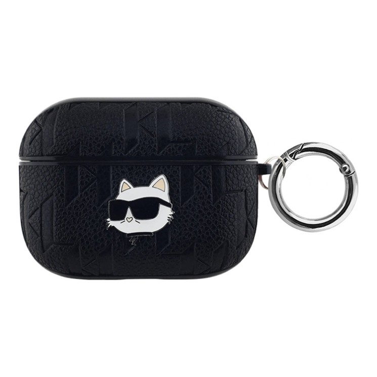 Karl Lagerfeld для Airpods Pro чехол PU Saffiano Monogram with ring NFT Metal Head Choupette Black