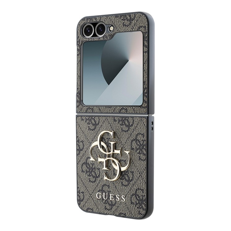 Guess для Galaxy Z Flip 6 чехол PU кожа 4G Big metal logo Brown