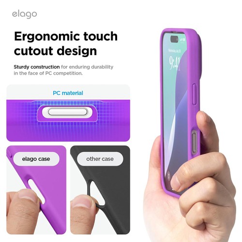 Elago для iPhone 16 Pro Max чехол Soft silicone (Liquid) Neon Purple