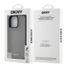 DKNY для iPhone 16 Pro чехол PU Grained leather Metal logo Hard Grey (MagSafe)