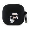 Karl Lagerfeld для Airpods 4 чехол Silicone case with ring NFT Karl & Choupette Black