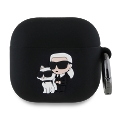 Karl Lagerfeld для Airpods 4 чехол Silicone case with ring NFT Karl &amp; Choupette Black