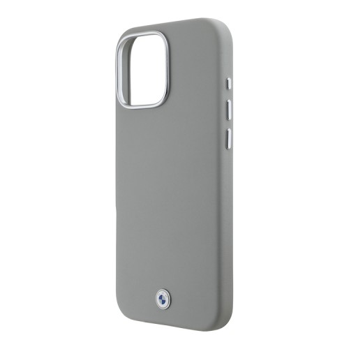 BMW для iPhone 16 Pro чехол Signature PU Full Wrapped Metal logo & Camera Hard Grey (MagSafe)