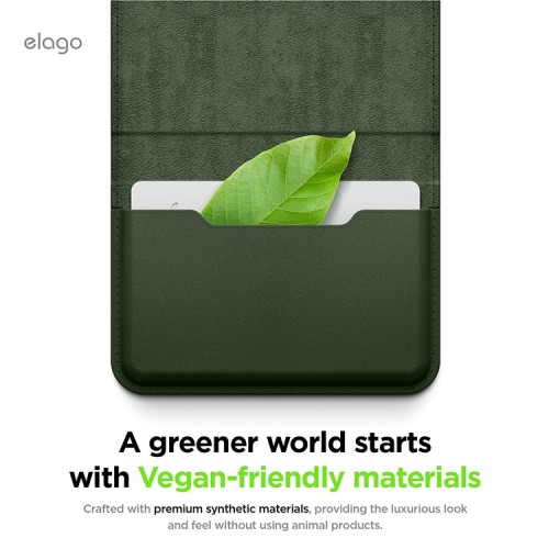 Elago магнитный бумажник MagSafe Card Pocket PU Leather Dark Green