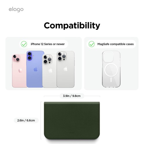 Elago магнитный бумажник MagSafe Card Pocket PU Leather Dark Green