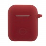 Чехол MINI Liquid silicone Laser logo с кольцом для Airpods 1/2, красный