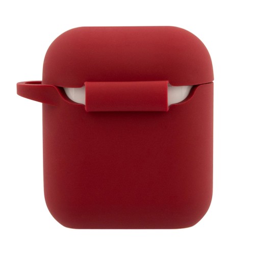 Чехол MINI Liquid silicone Laser logo с кольцом для Airpods 1/2, красный