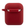 Чехол MINI Liquid silicone Laser logo с кольцом для Airpods 1/2, красный