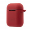 Чехол MINI Liquid silicone Laser logo с кольцом для Airpods 1/2, красный