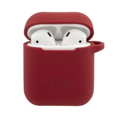 Чехол MINI Liquid silicone Laser logo с кольцом для Airpods 1/2, красный