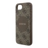 Guess для iPhone 16e чехол PU 4G with Round Patch Metal logo Hard Brown (MagSafe)