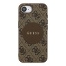 Guess для iPhone 16e чехол PU 4G with Round Patch Metal logo Hard Brown (MagSafe)