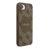 Guess для iPhone 16e чехол PU 4G with Round Patch Metal logo Hard Brown (MagSafe)