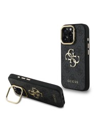 Guess для iPhone 15 Pro Max чехол PU 4G Big metal logo and Camera Stand Hard Black