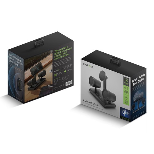 Energea Беспроводное СЗУ +Аудио MagAudio Stand 2in1 QI2 wireless MagSafe charger +Stereo speaker Gunmetal