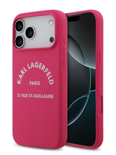 Karl Lagerfeld для iPhone 17 Pro Max чехол Liquid silicone RSG logo Hard Fuchsia (MagSafe)