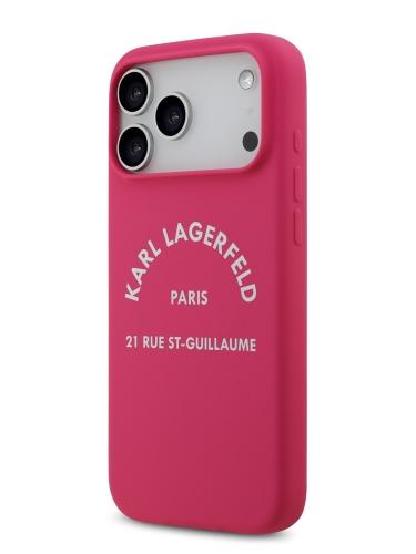 Karl Lagerfeld для iPhone 17 Pro Max чехол Liquid silicone RSG logo Hard Fuchsia (MagSafe)