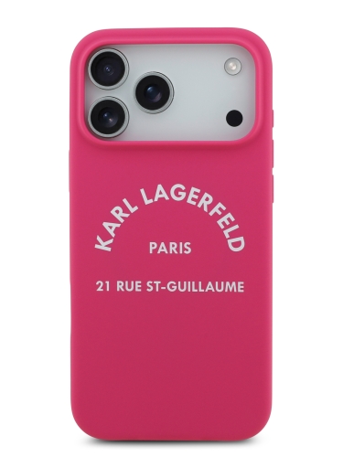 Karl Lagerfeld для iPhone 17 Pro Max чехол Liquid silicone RSG logo Hard Fuchsia (MagSafe)