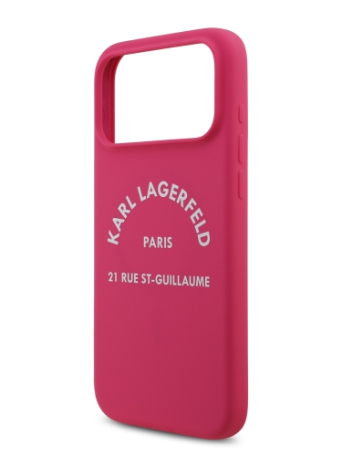 Karl Lagerfeld для iPhone 17 Pro Max чехол Liquid silicone RSG logo Hard Fuchsia (MagSafe)