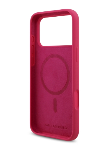 Karl Lagerfeld для iPhone 17 Pro Max чехол Liquid silicone RSG logo Hard Fuchsia (MagSafe)