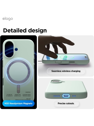 Elago для iPhone 17 чехол Magnetic Silicone Mint (MagSafe)