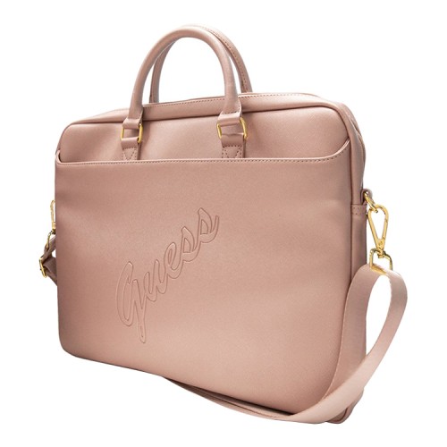 Сумка Guess Saffiano Script logo Bag для ноутбука до 15 дюймов, розовая