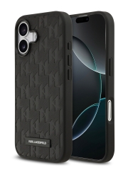 Karl Lagerfeld для iPhone 17 чехол PU Saffiano Monogram Metal Plate logo Hard Black (MagSafe)