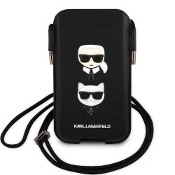 Чехол-карман Karl Lagerfeld для смартфонов Pouch PU Saffiano Karl & Choupette Black (L-size)
