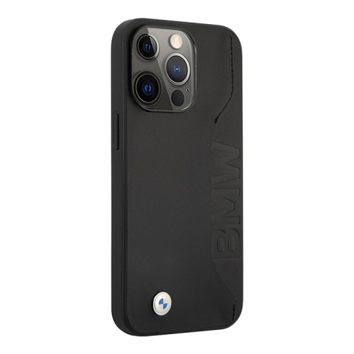 Кожаный чехол BMW Signature Genuine leather with cardslot Hard для iPhone 13 Pro, черный