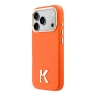 Karl Lagerfeld для iPhone 17 Pro Max чехол PU Full Wrapped K HEAD Metal logo & Cam Hard Orange (MagSafe)