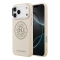 Karl Lagerfeld для iPhone 17 Pro чехол PU Perforated Round logo Metal camera Hard Beige (MagSafe)
