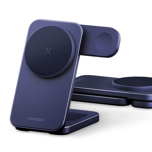 Energea Беспроводное СЗУ MagTrio 2, 3in1 magnetic wireless foldable charger Qi2 25W Blue