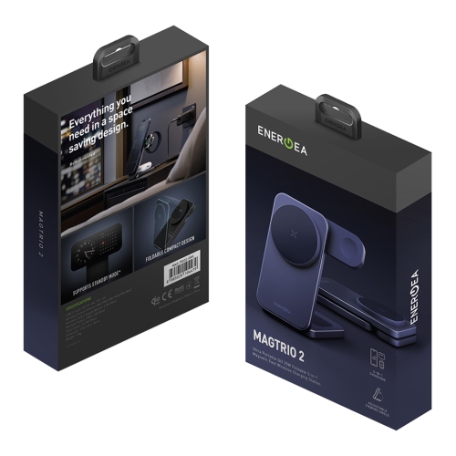 Energea Беспроводное СЗУ MagTrio 2, 3in1 magnetic wireless foldable charger Qi2 25W Blue