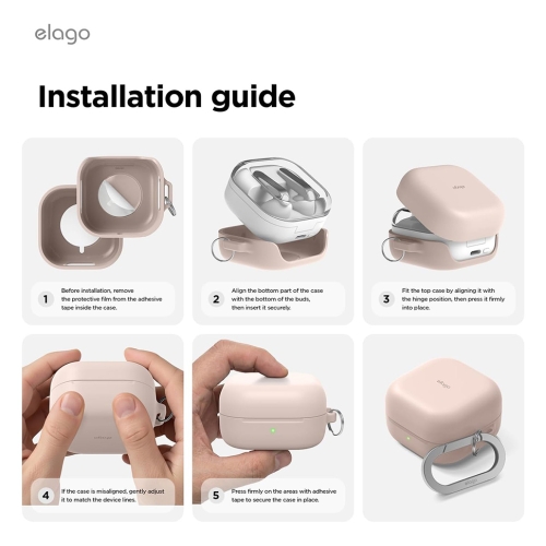 Elago для Galaxy Buds 4/4 Pro чехол Silicone Hang case Sand Pink