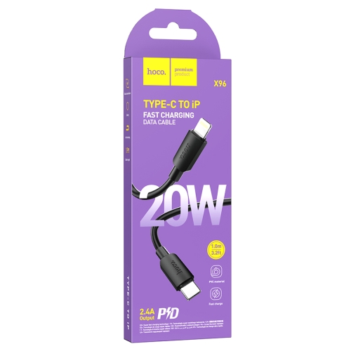 HOCO кабель X96 Hyper PD20W charging data cable USB-C to iPhone (L=1M) Black