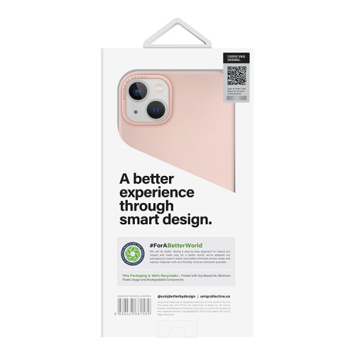 Силиконовый чехол Uniq LINO для iPhone 14 Plus, розовый