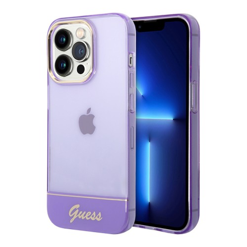 Чехол Guess Translucent w Electroplated camera Hard для iPhone 14 Pro, фиолетовый