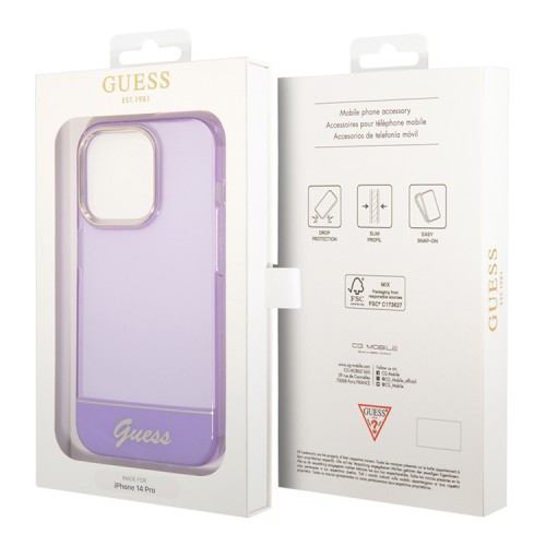 Чехол Guess Translucent w Electroplated camera Hard для iPhone 14 Pro, фиолетовый