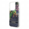 Чехол Guess Liquid glitter Flower Hard для iPhone 14 Pro, синий