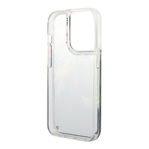 Чехол Guess Liquid glitter Flower Hard для iPhone 14 Pro, синий