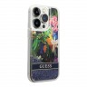 Чехол Guess Liquid glitter Flower Hard для iPhone 14 Pro, синий