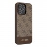 Чехол Guess PU 4G Bottom stripe Metal logo Hard для iPhone 13 Pro Max, коричневый