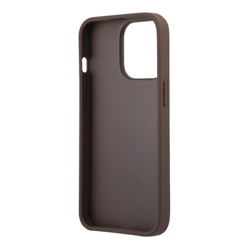 Чехол Guess PU 4G Bottom stripe Metal logo Hard для iPhone 13 Pro Max, коричневый