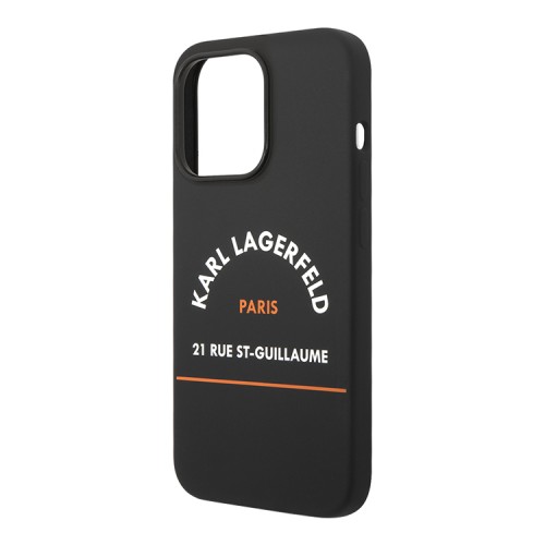 Чехол Lagerfeld Liquid silicone RSG logo Hard для iPhone 14 Pro Max, черный (MagSafe)