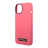 Чехол Lagerfeld Liquid silicone Plaque logo Hard для iPhone 14, фуксия (MagSafe)
