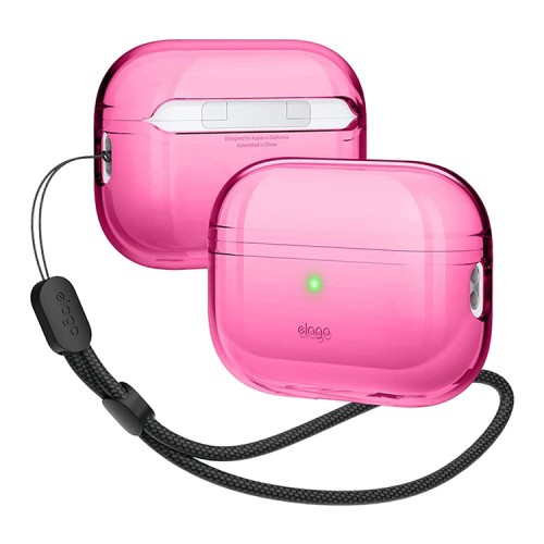 Чехол Elago Clear case with Round strap для AirPods Pro 2, Neon Hot Pink